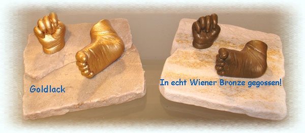 3D Abdruck von babyfusserl.at in echt Wiener Bronze gegossen